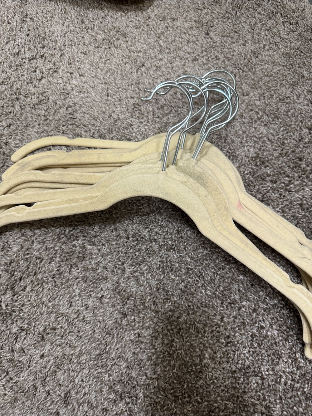 Velvet Non-Slip Clothing Hangers - Beige (Set of 16)
